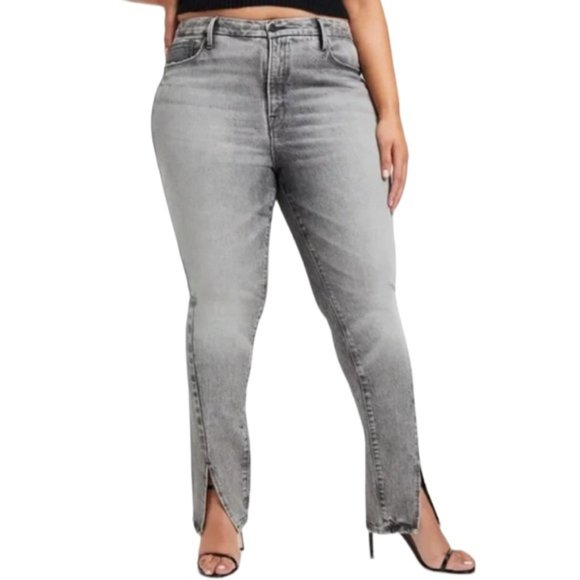 Good American Good Classic Side Slit Washed Out Black/Gray NWT Size15 Plus Size - Picture 1 of 9